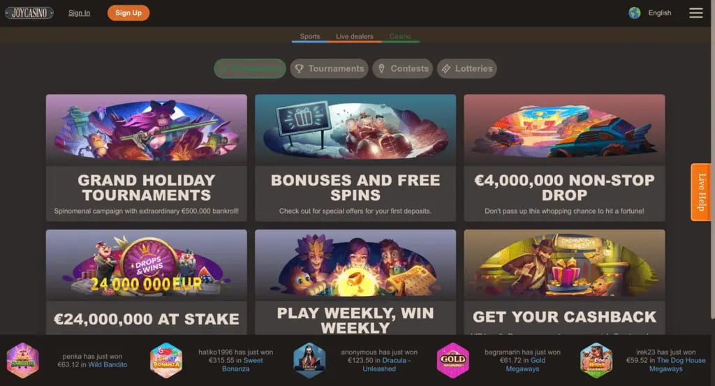 Вид редактора JoyCasino